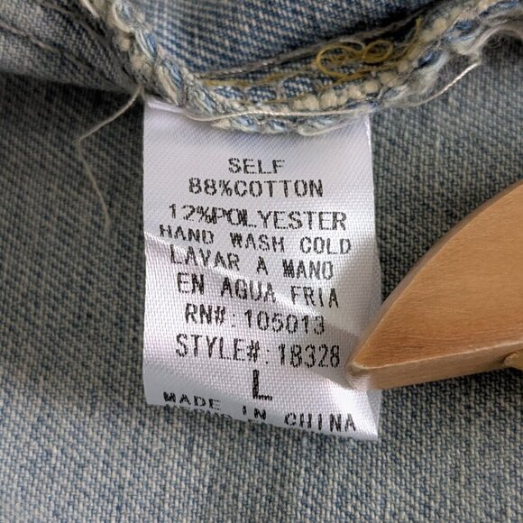 Savanna Jane Jean Jacket Women's Large Distressed Embroidered Pink Stars Sequins - Picture 14 of 16